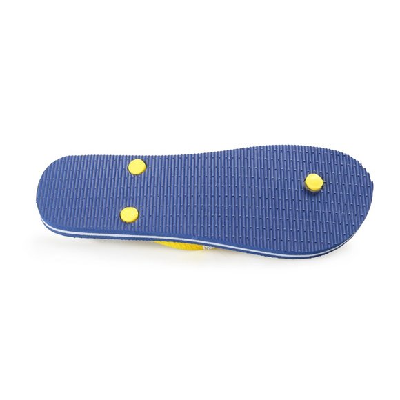 Philipp Plein Men\'s Navy Blue/Yellow Rubber Logo Print Flip Flops Shoes main image 7